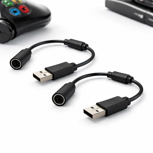 2 Pack USB Breakaway Cable for Xbox One Xbox 360 Series X/S PC Controllers - Quick Release Dongle Cord Fits Logitech G920 Thrustmaster Ferrari Racing Wheel - Anti Trip Short Adapter Lead Black