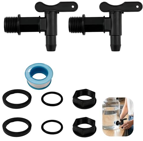 2PCS Robinet Cuve Plastique, Robinets pour Citerne De Pluie avec étanche Ruban PTFE - 3/4 - Pour Jardin et Usage Domestique