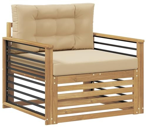 vidaXL Outdoor-Sofa Polyester Weiß und Beige, Gartenmöbel, modernes Outdoor-Sofa, modulare Lounge, Elegante Terrassen-Sitze