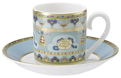 Villeroy & Boch Samarkand Aquamarin Espressotasse mit Untertasse, 50 ml, Espresso-Set für 1 Person mit orientalischem Dekor, Premium Bone Porcelain, Mehrfarbig/Blau