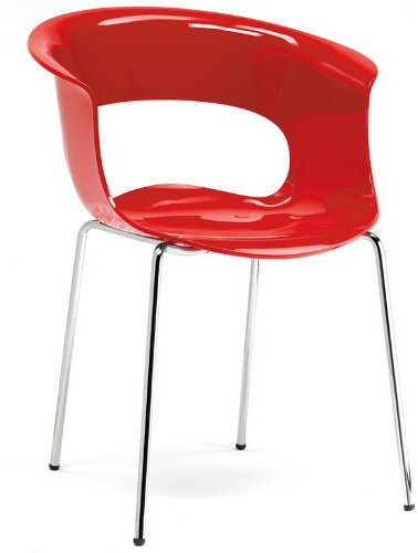 Scab Design Designer Stuhl mit Chrombeinen Miss B Antishock 4 Legs rot
