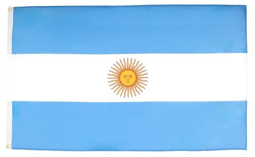 AZ FLAG - Bandera Argentina - 250x150 cm - Gran Bandera Argentina 100% Poliéster Con Ojales de Metal integrados - 300g - Colores Vivos Y Resistente A La Decoloración