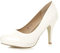 Ajvani Womens Ladies mid high Heel Platform Work Evening Court Shoes Pumps, 3 UK, White Patent