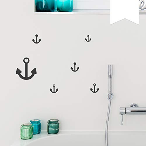 WANDKINGS Wandtattoo Anker - A4 Set 21 x 30 cm - Weiß - 35 Farben zur Wahl