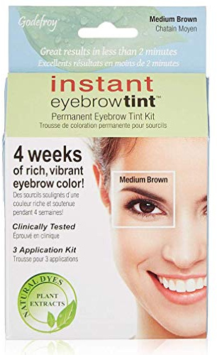 Godefroy Instant Eyebrow Tint Botanicals 3 Applications Included, Medium Brown by Godefroy