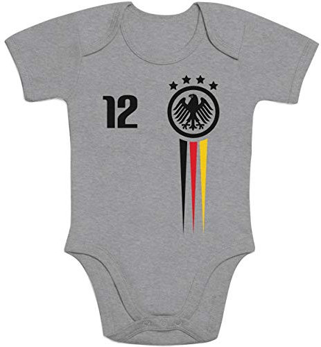 Shirtgeil Baby Body - Deutschland Trikot EM 2024 - Kurzarm Strampler für Jungen und Mädchen - Baby Fanartikel - Fußball Body für die EM 2024