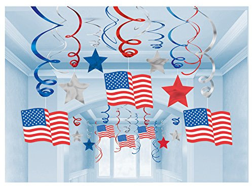 PARTY DISCOUNT Girlanden-Set USA spiralförmigl, 12 STK.