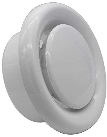 Kair Plastic Round Ceiling Vent 125mm - 5 inch Diffuser/Extract Valve with Retaining Ring