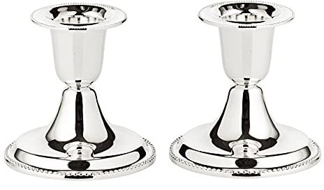 EDZARD 2er Set Kerzenständer Perla (H 7 cm) edel versilbert - Kerzenhalter zur Tischdeko, Dekoration - Windlicht, Kerzenleuchter für Stabkerzen, Lange Kerzen in Silber, Kerzen Deko anlaufgeschützt