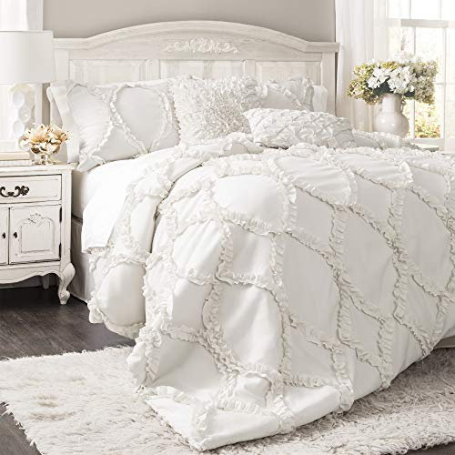 Lush Decor Set mit Kissenbezügen, Queen-Size-Bett, Polyester, Weiß