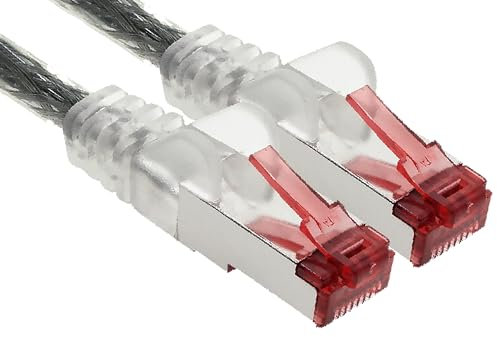 1aTTack.de - 1x 1m CAT6 Patchkabel S/FTP PIMF Schirmung CAT.6 RJ45 Netzwerkkabel Ethernetkabel DSL LAN Router Switch Modem Patchfeld - transparent - 1 Stück