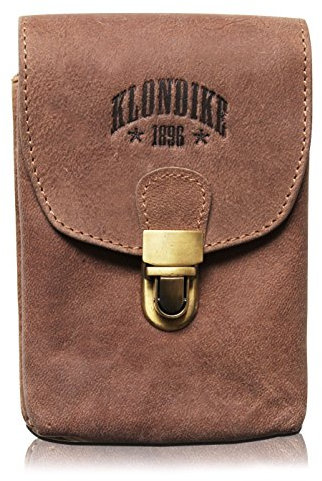 Klondike 1896 Echtleder Gürteltasche 'Bobby' - Große Hüfttasche für Damen und Herren – Retro Mittelalter/Wikinger/Wander Tasche (Braun)