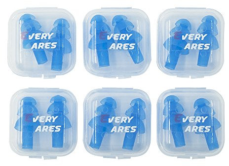 Every Cares Silicone Swimming Earplugs, 6 Pairs, Comfortable, Waterproof, Ear Plugs for Swimming and Showering, with Case (Blue)