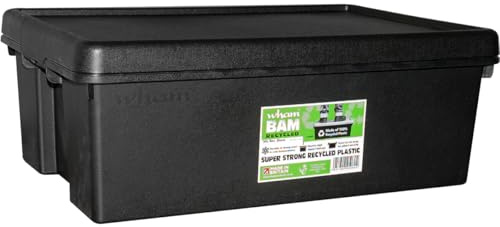 Wham Bam Recycled Storage Box and Lid Black 36Ltr | Securely nests to save commercial workspace while protecting stored dry ingredients and catering supplies from dust.
