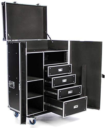 TEGO PRO 103729 Pultcase DPC-1 Regiecase Production Case mit Pult, Schubladen, PC-Fach, Monitorplatz& Rollen