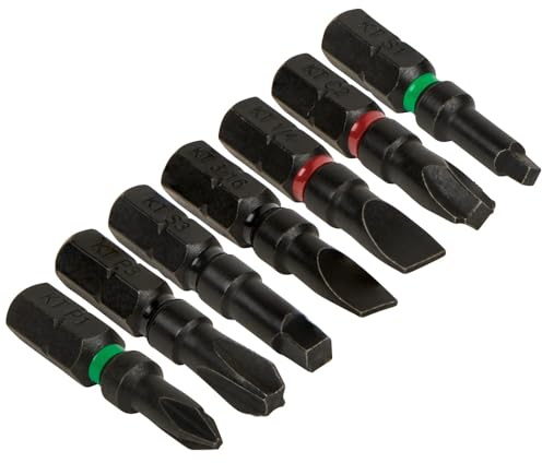 Klein Tools 32796 Pro Impact Driver Bits, Assorted Nut Drivers, Impact Bit Sizes 7-Pack