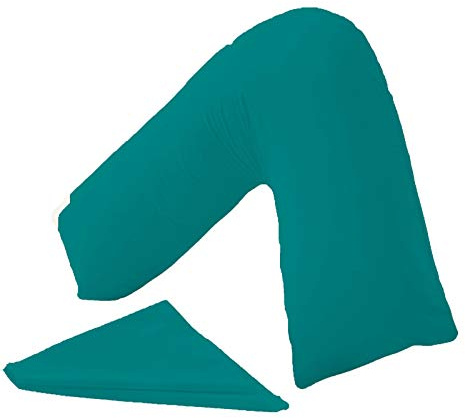 ER Traders Ltd V Pillow With V Pillowcase Hollowfibre Back and Neck Support V Shaped Orthopedic (Teal, Complete with Pillow)