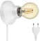 ledscom.de E27 Porzellan Lampen-Fassung Elektra, rund mit Stecker und Schalter, weiß 90mm inkl. E27 Leuchtmittel 471lm Gold extra-warmweiß