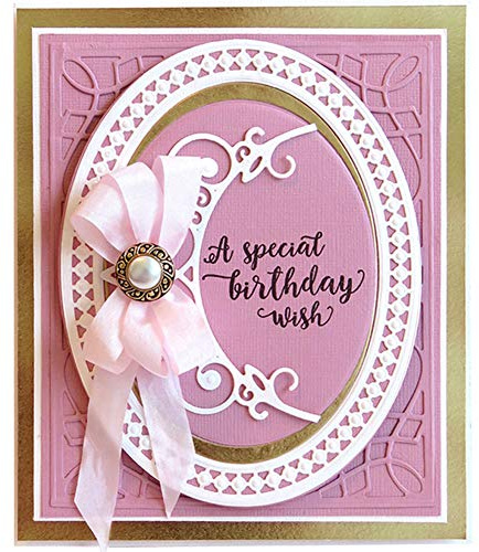 Lai-LYQ Stanzmaschine Stanzschablone, Ovaler Rahmen Scrapbooking Prägeschablonen Handwerk Papier Deko Festival Karten Geschenk Silver