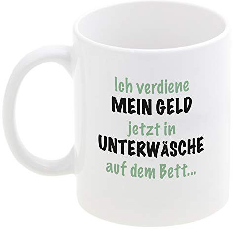Geschenke 24 Tasse - Home Office (Unterwäsche): Kaffeebecher mit witzigen Sprüchen bedruckt - Geschenkidee, individueller Kaffeebecher Kaffeeliebhaber Homeoffice