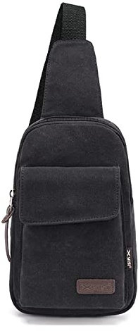 FANDARE Brusttasche Herren Schultertasche Sling Bag Rucksack 7.9 inch iPad Sling Bag Segeltuch Tasche Umhängetasche Sporttasche für Wandern,Abenteuer,Sport, Reisen und Joggen Schwarz