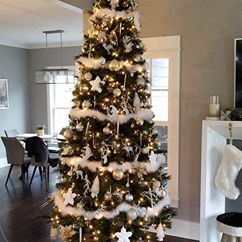 REDSTAR Feather Garland Fluffy Boa for Flocked Xmas Tinsel Tree Decorations - 6m Long Ribbon, Strips White Feather Boa's for Christmas Tree Decoration Indoor or Outdoor Home Decor Holiday