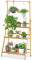 Greensen Blumenregal aus Bambus Pflanzenregal Höhenverstellbarer Pflanzentreppe Balkon Blumentreppe Pflanzenleiter Outdoor Blumenständer Leiterregal für Hängepflanzen