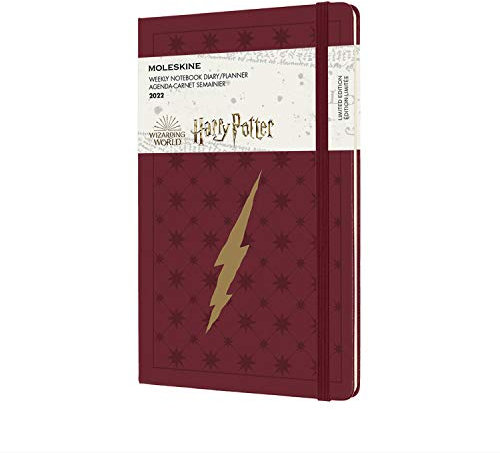 Moleskine Wochenplaner 2022, 12 Monate Wochenkalender, Harry Potter limitierte Sonderausgabe, Thema Blitz, fester Einband, Format Groβ 13 x 21 cm, 144 Seiten