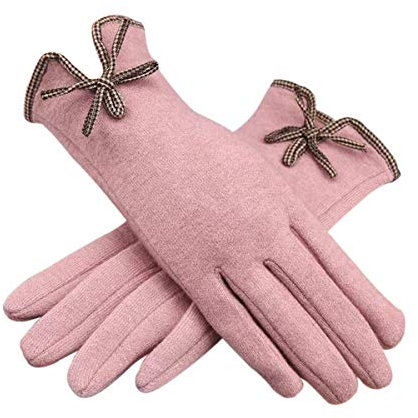 DEBAIJIA Gants Cashmire Laine Épais Femme Thermique Écran Tactile Fille Couche Velours Anti-froid Doux Chaud Automne Hiver (Rose)
