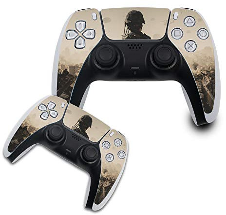 Finest Folia Schutzfolie kompatibel mit PS5 Sticker Hülle für Spiele Konsolen Controller Gehäuse Aufkleber Vinyl Folie Skin gegen Kratzer Design Cover R140 (Controller Set, Nr. 21 Battlefield)