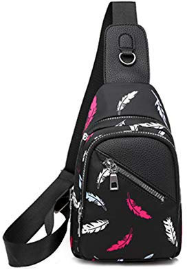 FANDARE Damen Brusttasche Mode Sling Bag Rucksack Mädchen Schultertasche Crossbody Umhängetasche Reisen Wandern Sport Fitness Daypack Dauerhaft Oxford-Stoff Feder