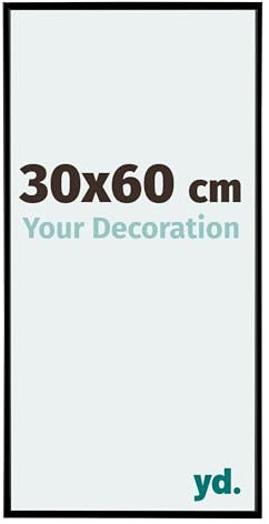 Your Decoration - Bilderrahmen 30x60 cm - Schwarz Matt - Bilderrahmen aus Kunststoff mit Acrylglas - Antireflex - 30x60 Rahmen - Evry