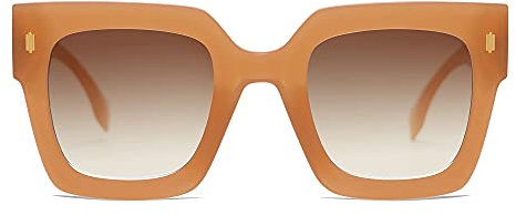 SOJOS Sonnenbrille Damen Groß Vintage Retro Quadratisch Cateye Rahmen UV400 Schutz Klassische Outdoor Moderne eckig Übergroß Sonnenbrillen SJ2194 mit C3 Milchig Orange Rahmen