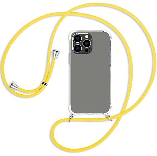 mtb more energy® Handykette kompatibel mit iPhone 14 Pro Max - Banana Gelb - Smartphone Hülle zum Umhängen - Anti Shock Full TPU Case