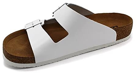 LEON 4010 Lederschuhe Sandalen Sandalette Clog Pantolette Komfortschuhe Hausschuhe, Damen, Weiß, EU 39