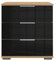 möbelando Nachtkommode Easy Plus Kommoden in Artisan-Eiche mit 3 Schubladen und Absetzungen in Glas SCHWARZ. Abmessungen (BxHxT) 52x58x38 cm
