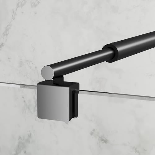 Boromal Haltestange Duschwand Haltestange für Duschwände Stabilisierungsstange Haltestange rund Stabilisator für Glasdicke 8-10 mm Dusche Duschwand Duschabtrennung Edelstahl 73-120cm, Schwarz, 1 Stück