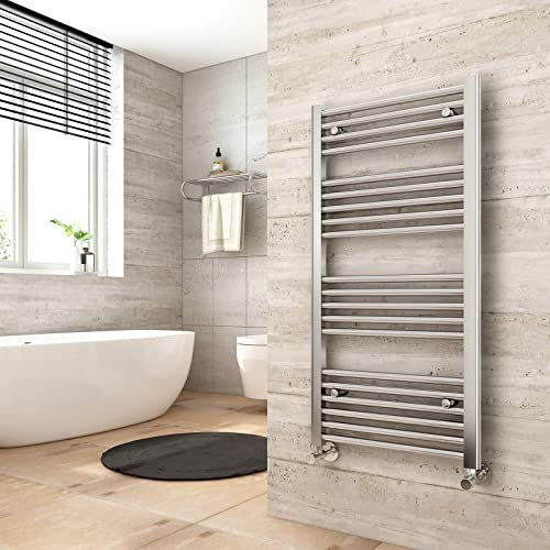 Heilmetz Towel Radiator 1000mm x 500mm, Bathroom Towel Radiator Chrome, 20 Bars Heated Towel Rail Towel Warmer Modern Central Heating Space Saving Radiators