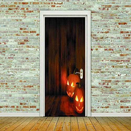 3D Citrouille D'Halloween Art De La Porte Autocollants De Porte Affiches De Porte Papier Peint De Porte Muraux De Porte Autocollants Muraux De Porte Photos De Porte 80 X 200 Cm Pour Salon Chambre Sal