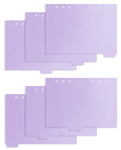 Operitacx Farbige Tabs 6 Stück A7-Ordner-Trennblätter Papierregister-Trennblätter Vertikale Registerseite Für 6-Loch-Ringbücher Notizbücher Tagebuch Journal Persönlicher Planer Violett