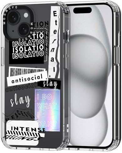 MOSNOVO für iPhone 15 Hülle – Durchsichtige, schlanke, stoßfeste TPU+PC-Handyhülle, [6,6 Fuß Fallschutz/Anti-Abziehen] - Slay