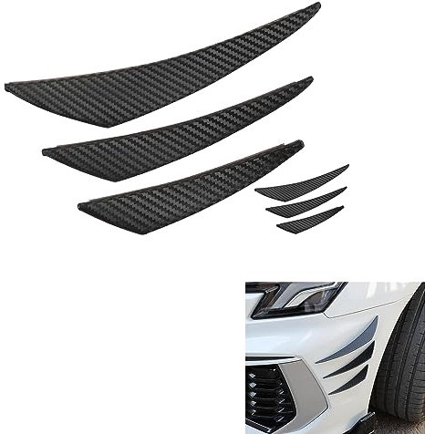 WeFoonLo Universal-Auto-Spoiler Canards Kit Frontstoßstange Lippe Splitter, 6 Stück Auto Flossen Karosserie Anti-Kollision Streifen Aufkleber Aufkleber (Kohlefaser)