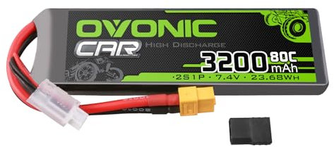 OVONIC 2S Lipo Akku 80C 3200mAh 7.4V Lipo Akku mit TX60+TRA Stecker für RC Car Monster Truck Crawler RC Hobby