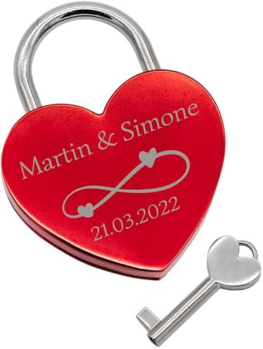 wunderwunsch - Personalisiertes Liebesschloss mit Gravur, ideal für Valentintstag und Hochzeitstag