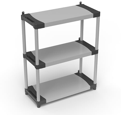 Adventa: Regal aus Kunstharz aus PVC und PP, 3 Regalböden, einfache Montage, modulares System, robust, geeignet für Innen- und Außenbereiche, 80 x 40 x 85 cm