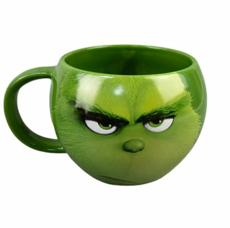 Molinter Grinch 3D-Gesicht Tasse Tee Kaffee Neuheit Tasse Kaffeetasse Weihnachts Geschenk Deko (Stil 3)