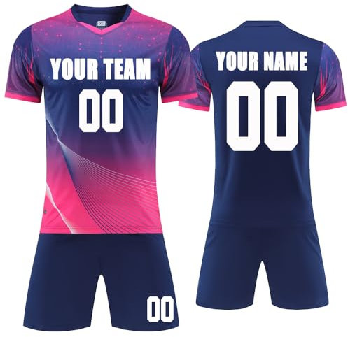 MEDUOLA Individuell gestaltbare Fußballtrikots oder -Sets, personalisierte Fußballtrikots für Erwachsene und Kinder, Customisation Geschenke (Marineblau 925)