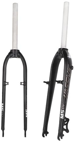 26 27,5 MTB-Starrgabel 1-1/8 Gewindeloses gerades Rohr QR 9x100mm Scheibe V-Bremse Ultraleichte Vorderradgabel aus Aluminiumlegierung (Farbe: Grau+Weiß, Größe: 26)