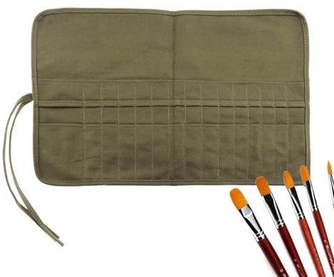 Paint Brush Holder - Roll Up Paint Brush Holder, Canvas Roll Pouch Bag Makeup Brushes Case Organizer - Roll Up Canvas Pouch Bag For Paint Brush, Classroom Pencil, Outdoor Cutlery