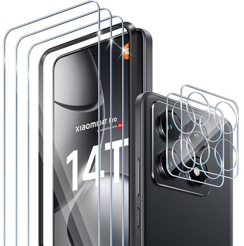 Yantree Compatibile con Xiaomi 14T Pro Vetro Temperato, 3 Pcs x Durezza 9H Pellicola Prottetiva e 2 x Pellicola Fotocamera, con Strumenti di Installazione, Anti Graffio Senza Bolle HD Glass
